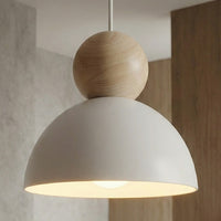 Kaki hanglamp hout 1-lichts wit naturel klein