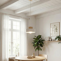 Kivi hanglamp hout 1-lichts wit naturel klein