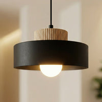 Kivi hanglamp hout 1-lichts zwart naturel klein