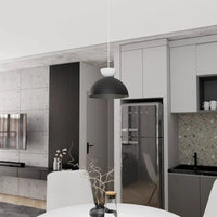 LUNARO 1-lichts hanglamp - Zwart-wit combinatie hanglamp met lampenkap - afbeelding 5