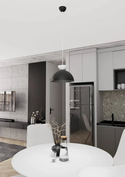 LUNARO 1-lichts hanglamp - Zwart-wit combinatie