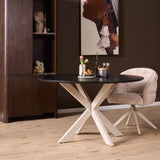 Eiken Eettafel Ferris Rond 130 cm ronde eettafel - zwart en naturel - Mooier Thuis