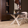 Eiken Eettafel Ferris Rond 130 cm ronde eettafel - zwart en naturel - Mooier Thuis