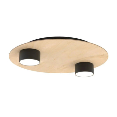 PIXO 2-lichts plafondlamp - Zwart frame multiplex
