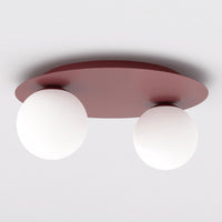 Solar plafondlamp opaalwit glas 2-lichts bordeaux