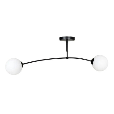 PREGOS 2-lichts plafondlamp - Wit glas - Zwart