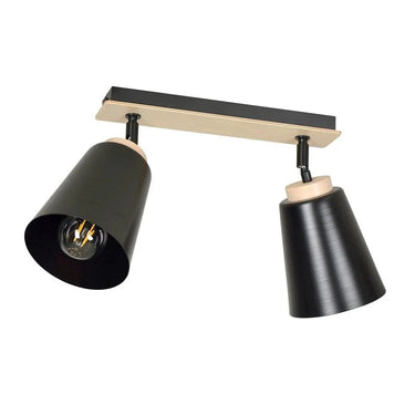 ATLAS 2-lichts plafondlamp - Zwart hout
