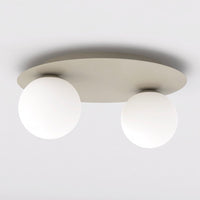 Solar plafondlamp opaalwit glas 2-lichts mokka