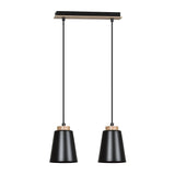 BOLERO 2-lichts hanglamp - Zwart met hout - Mooier Thuis