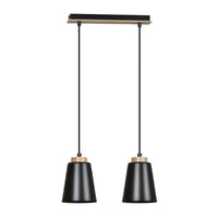 BOLERO 2-lichts hanglamp - Zwart met hout - Mooier Thuis
