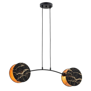 MARBLE 2-lichts hanglamp - Zwart marmerpatroon