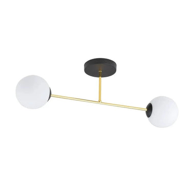MAGNUM 2-lichts plafondlamp - Wit glas - Zwart goud