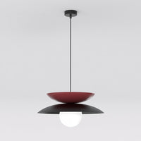 Nagoya hanglamp wit glas 2-lichts zwart bordeaux