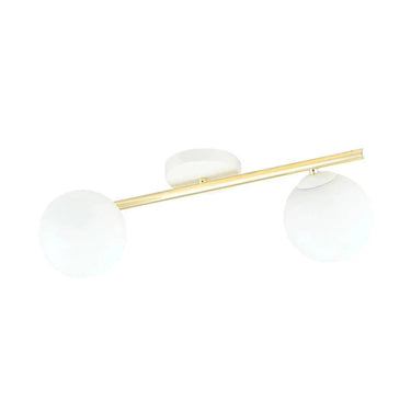 SPLENDI 2-lichts plafondlamp - Wit glas - Goud frame