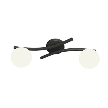 OPUS 2-lichts plafondlamp - Wit glas - Zwart frame