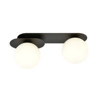 PLAZA 2-lichts plafondlamp - Wit glas - Zwart frame - Mooier Thuis