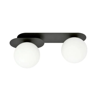 PLAZA 2-lichts plafondlamp - Wit glas - Zwart frame