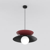 Nagoya hanglamp wit glas 2-lichts zwart bordeaux