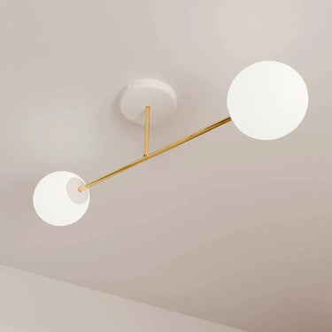 MAGNUM 2-lichts plafondlamp - Wit glas - Goud frame
