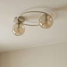 Mooier Thuis - Sopra plafondlamp amber glas 2-lichts amber plafondlamp met ronde bol - metaal en glas