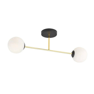 MAGNUM 2-lichts plafondlamp - Wit glas - Zwart goud