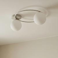 Sopra plafondlamp opaalwit glas 2-lichts mokka