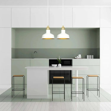 IBOR 2-lichts hanglamp - Wit met gouden accenten