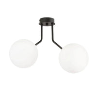 Emibig NOVA 2-lichts plafondlamp - Wit glas - Zwart frame