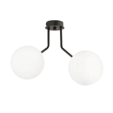 NOVA 2-lichts plafondlamp - Wit glas - Zwart frame