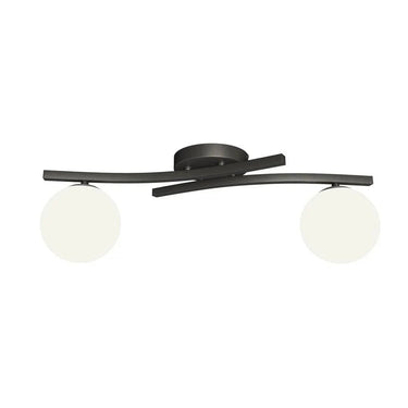 OPUS 2-lichts plafondlamp - Wit glas - Zwart frame