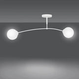 Mooier Thuis - PREGOS 2-lichts plafondlamp - Wit glas plafondlamp met ronde bol - 60 cm breed