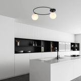 Mooier Thuis - SOPRA 2-lichts plafondlamp – Wit/zwart plafondlamp met ronde bol - metaal en glas