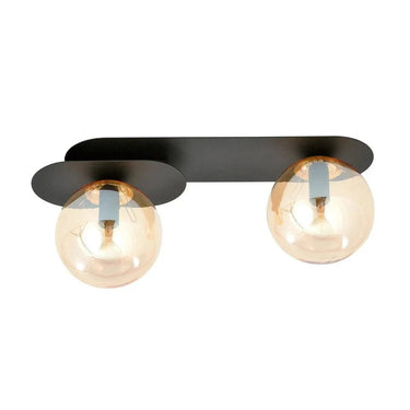PLAZA 2-lichts plafondlamp - Amber glas - Zwart frame