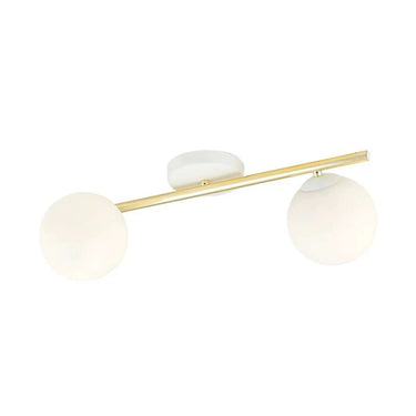 SPLENDI 2-lichts plafondlamp - Wit glas - Goud frame