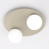 Solar plafondlamp opaalwit glas 2-lichts mokka