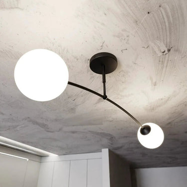 PREGOS 2-lichts plafondlamp - Wit glas - Zwart