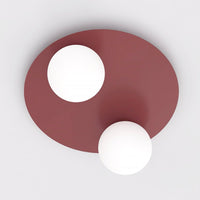 Solar plafondlamp opaalwit glas 2-lichts bordeaux