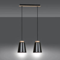 Emibig BOLERO 2-lichts hanglamp - Zwart met hout