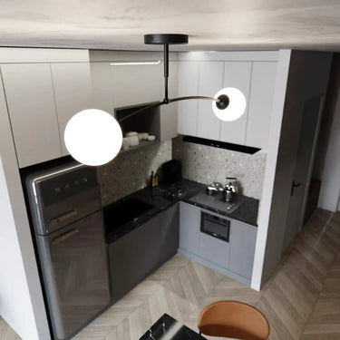 PREGOS 2-lichts plafondlamp - Wit glas - Zwart