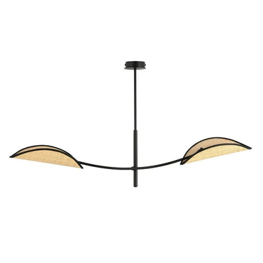 LOTUS 2-lichts hanglamp - Zwart rotan