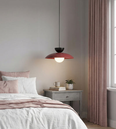 Mulan hanglamp wit glas 2-lichts bordeaux
