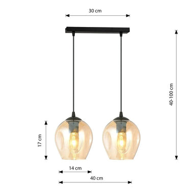 ISTAR 2-lichts hanglamp - Amber glas