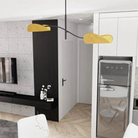 Emibig LOTUS 2-lichts hanglamp - Mosterd textiel - Zwart frame - Mooier Thuis