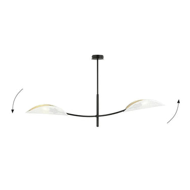 LOTUS 2-lichts hanglamp - Wit-gouden kappen