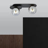 Mooier Thuis - PLAZA 2-lichts plafondlamp - Smoked glas plafondlamp met ronde bol - metaal en glas