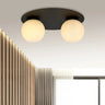Mooier Thuis - SOLAR 2-lichts plafondlamp - Wit glas plafondlamp met ronde bol - metaal en glas
