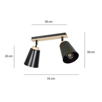 Emibig ATLAS 2-lichts plafondlamp - Zwart hout - Mooier Thuis
