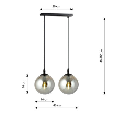 COSMO 2-lichts hanglamp - Smoked glas