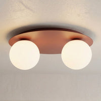 Solar plafondlamp opaalwit glas 2-lichts bordeaux