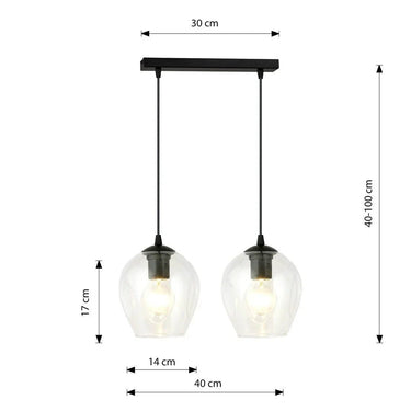 ISTAR 2-lichts hanglamp - Helder glas